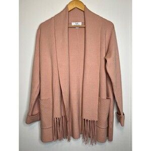 Magaschoni Tahari Cardigan Women's M Open Front Tassel Sweater Cozy Casual